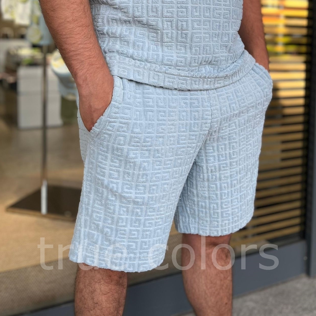 GIVENCHY 4Gモノグラム コットンタオル バミューダパンツ*BLUE