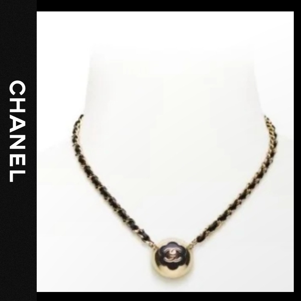 国内発送 25A CHANEL 花柄 ターンロック チェーン ネックレス