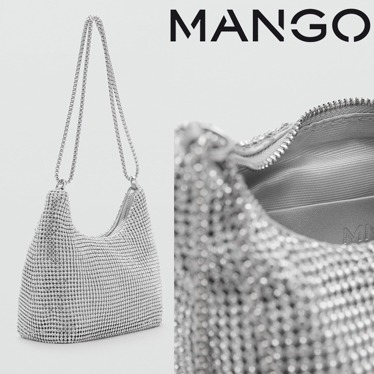 【MANGO】日本未入荷★ダブルハンドル付きクリスタルバッグ