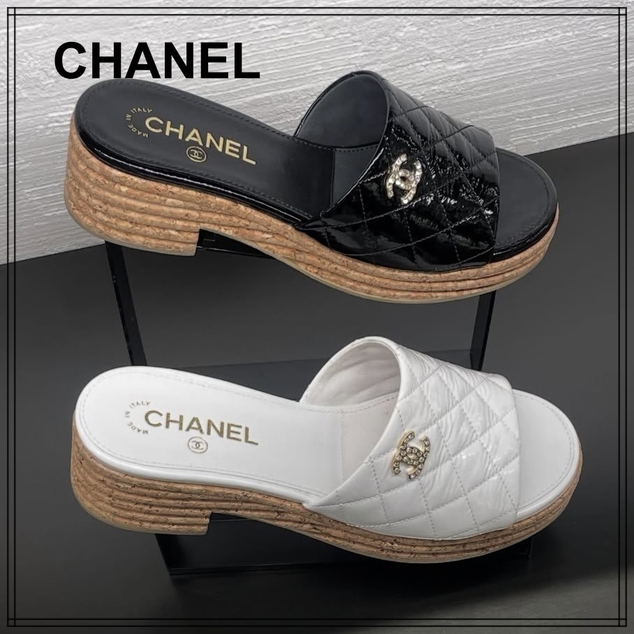 大人可愛い【CHANEL】コルクソール 輝くCCロゴ 厚底サンダル