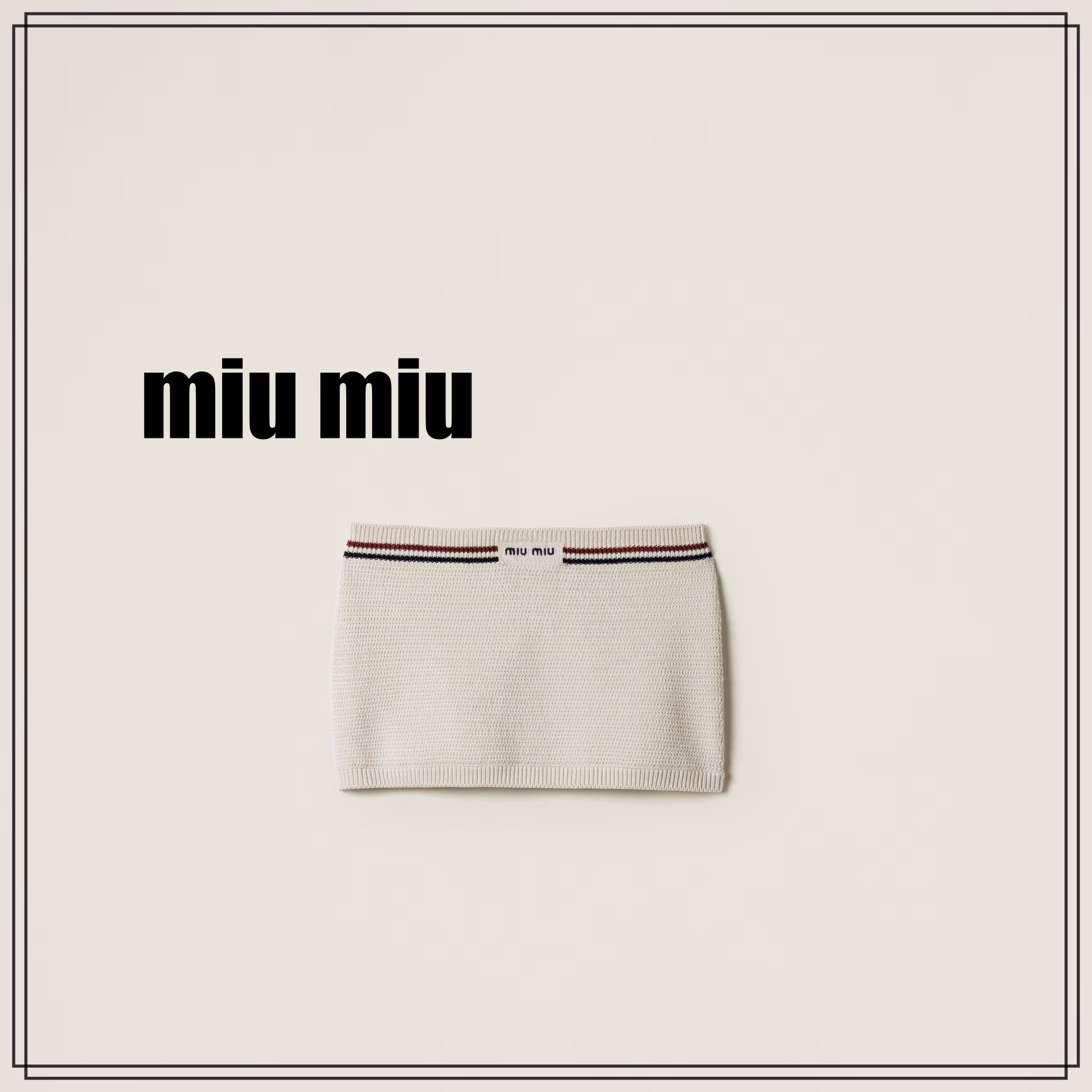 miu miu クロシェ風ナチュラルコットン ミニスカート