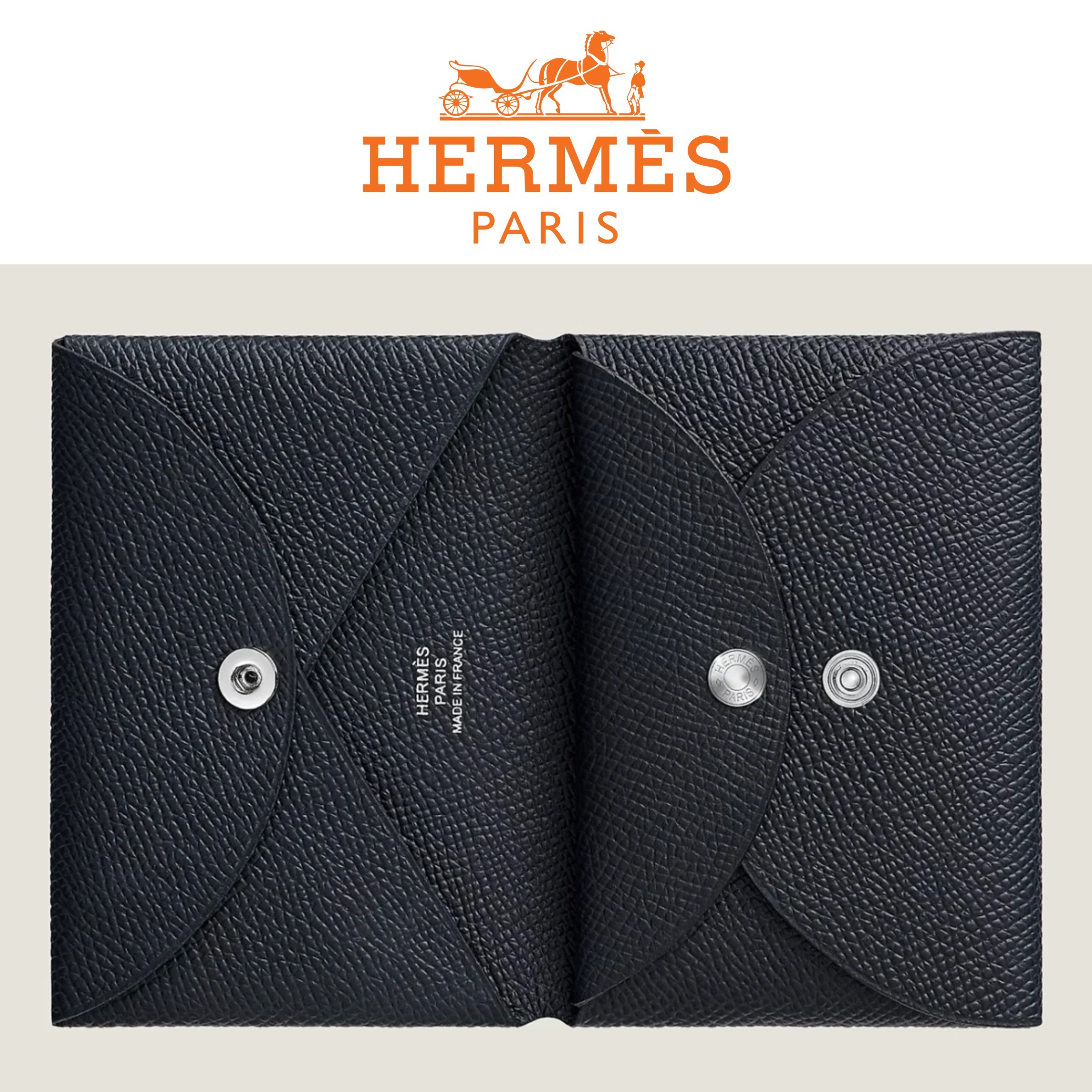 【ミニ財布】HERMES カルヴィデュオ カードケース ブラック