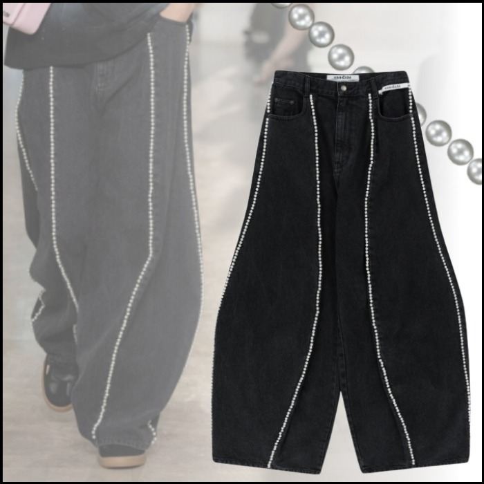 ■KIMHEKIM■ キムヘキム パール装飾 Balloon Jeans [BLACK]