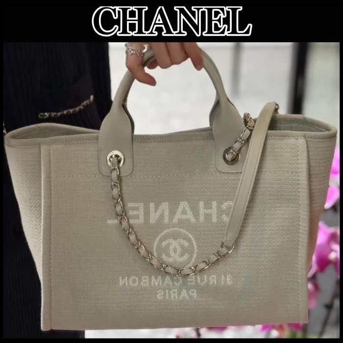 ◆上品カラー♪収納力抜群◆CHANEL トートバッグ ドーヴィル