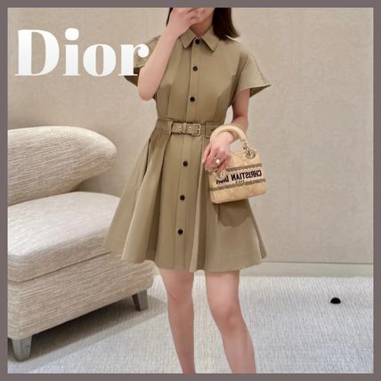 フレアシルエット♪】DIOR ベルト付き ショート シャツドレス