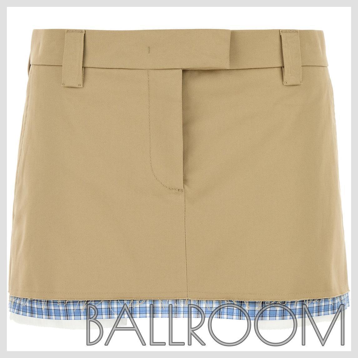 ミニスカート MIUMIU BEIGE COTTON MINI SKIRT