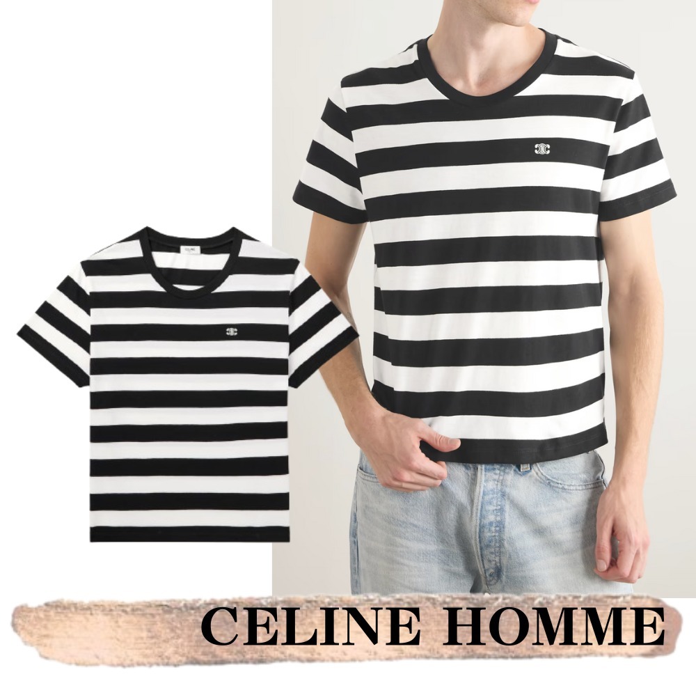 CELINE HOMME☆関税込☆クロップド丈ストライプTシャツ