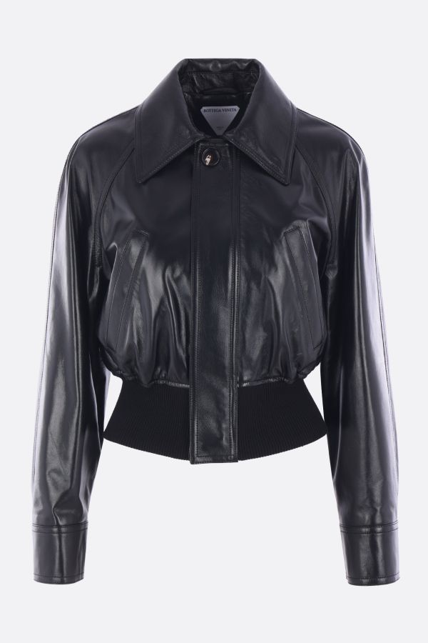 レザージャケット・コート BOTTEGA VENETA GLOSSY NAPPA LEATHER BOMBER JACKET