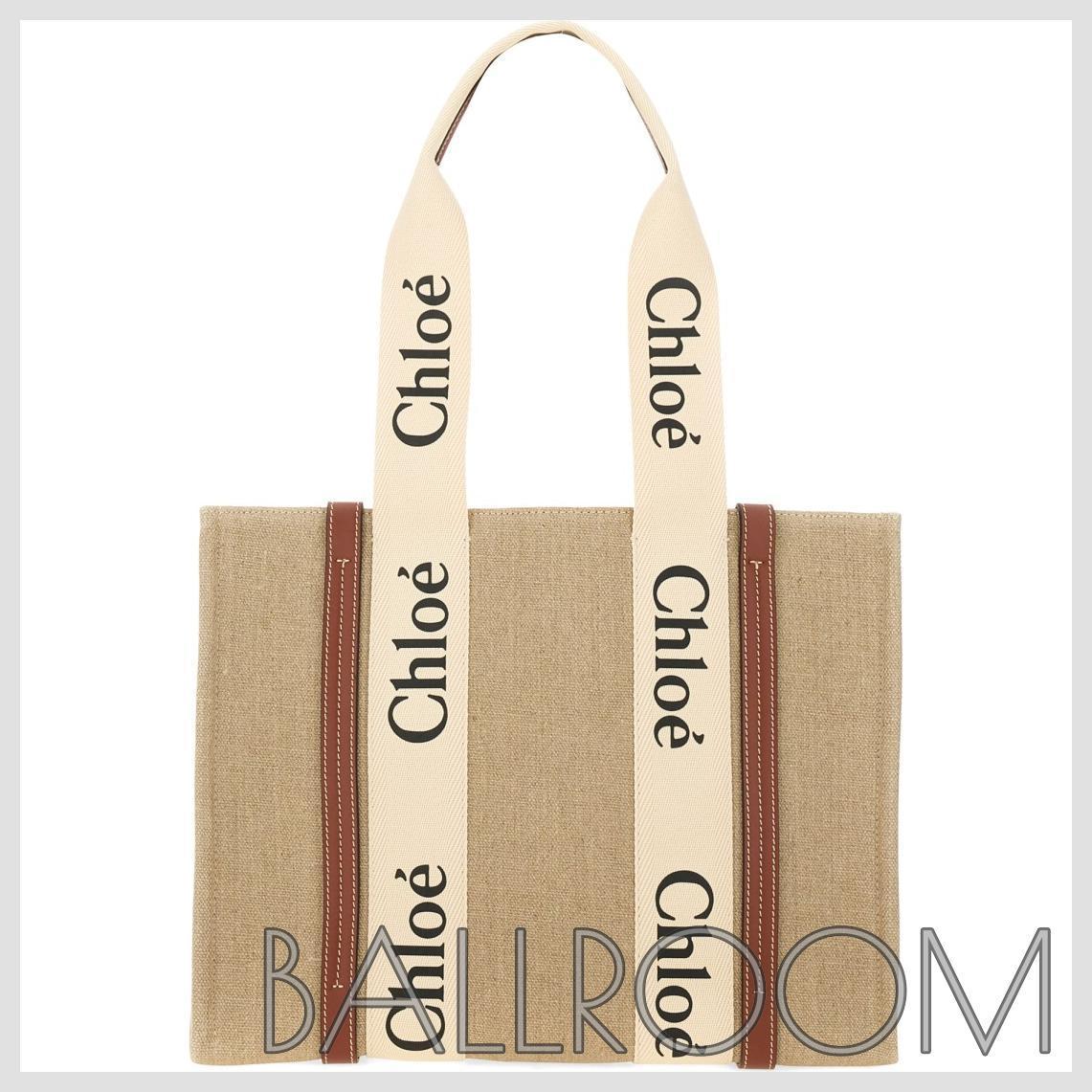 トートバッグ CHLOE BORSA TOTE WOODY IN LINO