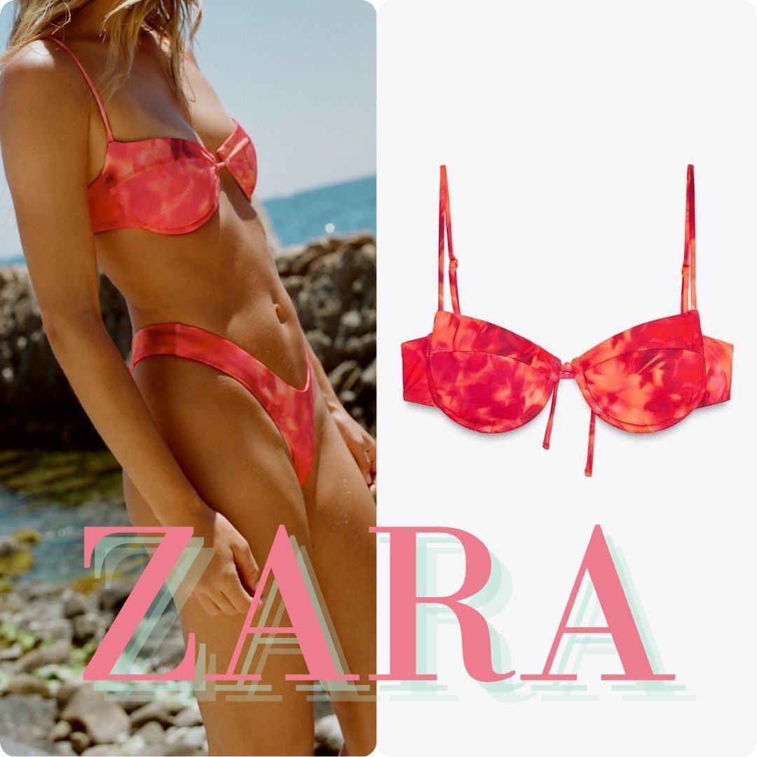 ZARA ワイヤー入りプリントビキニトップ 2910/213