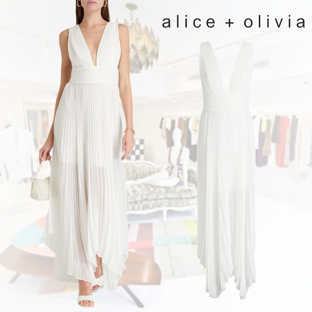 ALICE+OLIVIA クレポン マキシワンピース プリーツ入り