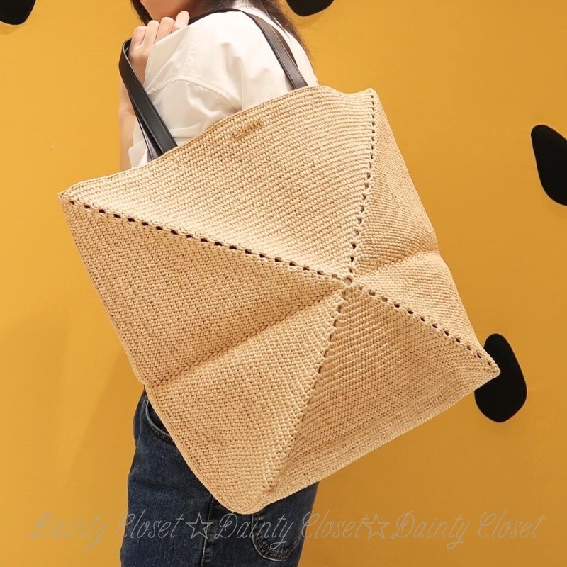 LOEWE ロエベ トートバッグ パズルフォルド XL ラフィア ロゴ
