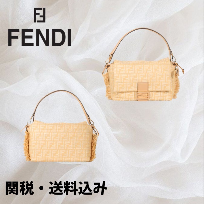 【FENDI】ラフィアFF ジャカード マンマバゲット ベージュ 25SS