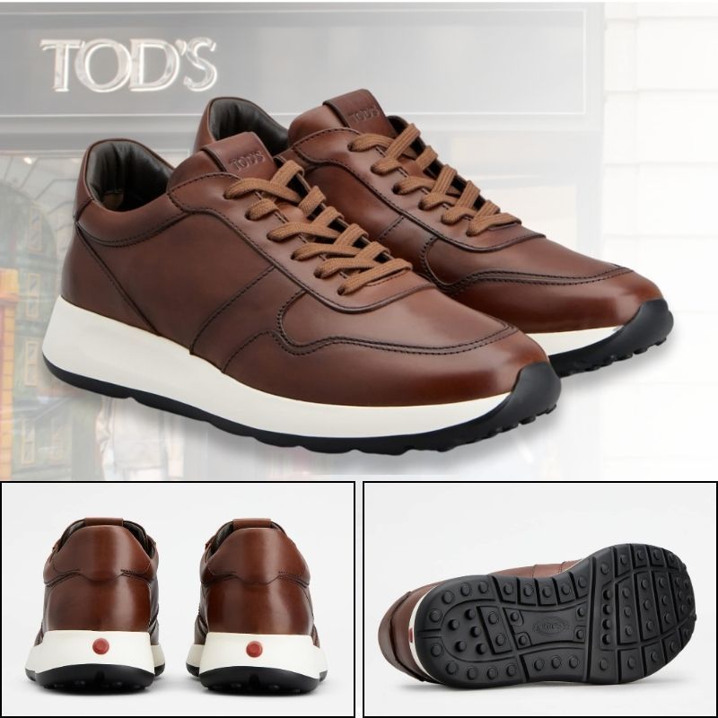 【直営店保証付き】TOD'S ロゴ ヴィンテージ風 レザースニーカー