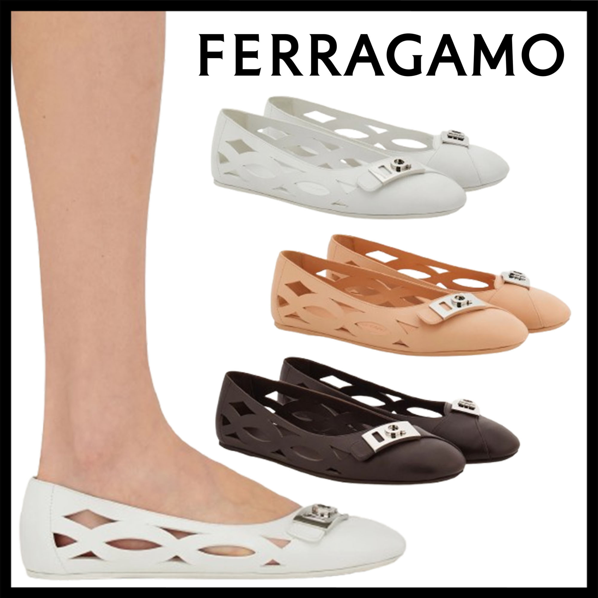 FERRAGAMO直営店 地球に戻る - 巨大なバックルのバレリーナ