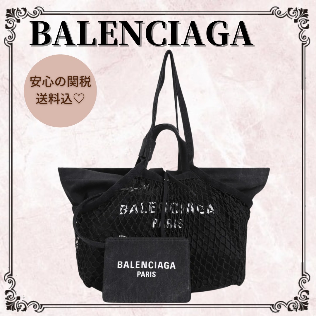 関税込★*BALENCIAGA*24/7 M コットン×メッシュ トートバッグ