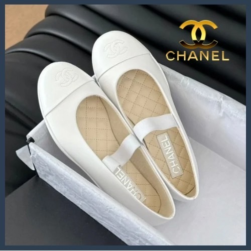 【軽やかホワイト♪】CHANEL メリージェーンバレエシューズ