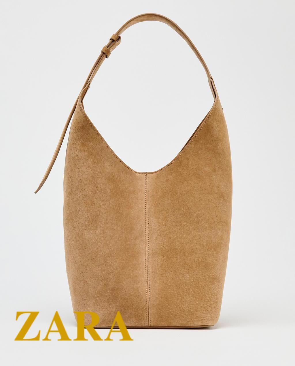 ☆ドイツ発*ZARA*新作*本革スエードマキシバケットバッグ/SD☆