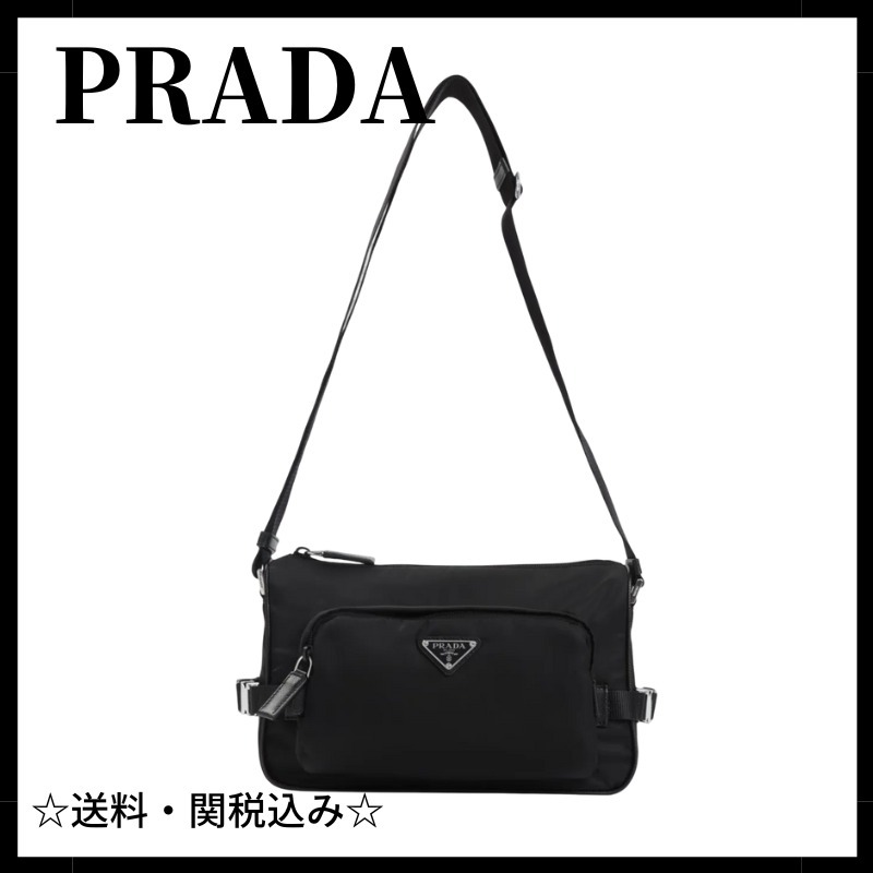 ◆PRADA◆ Re-Nylon xサフィアーノレザー ショルダーバッグ