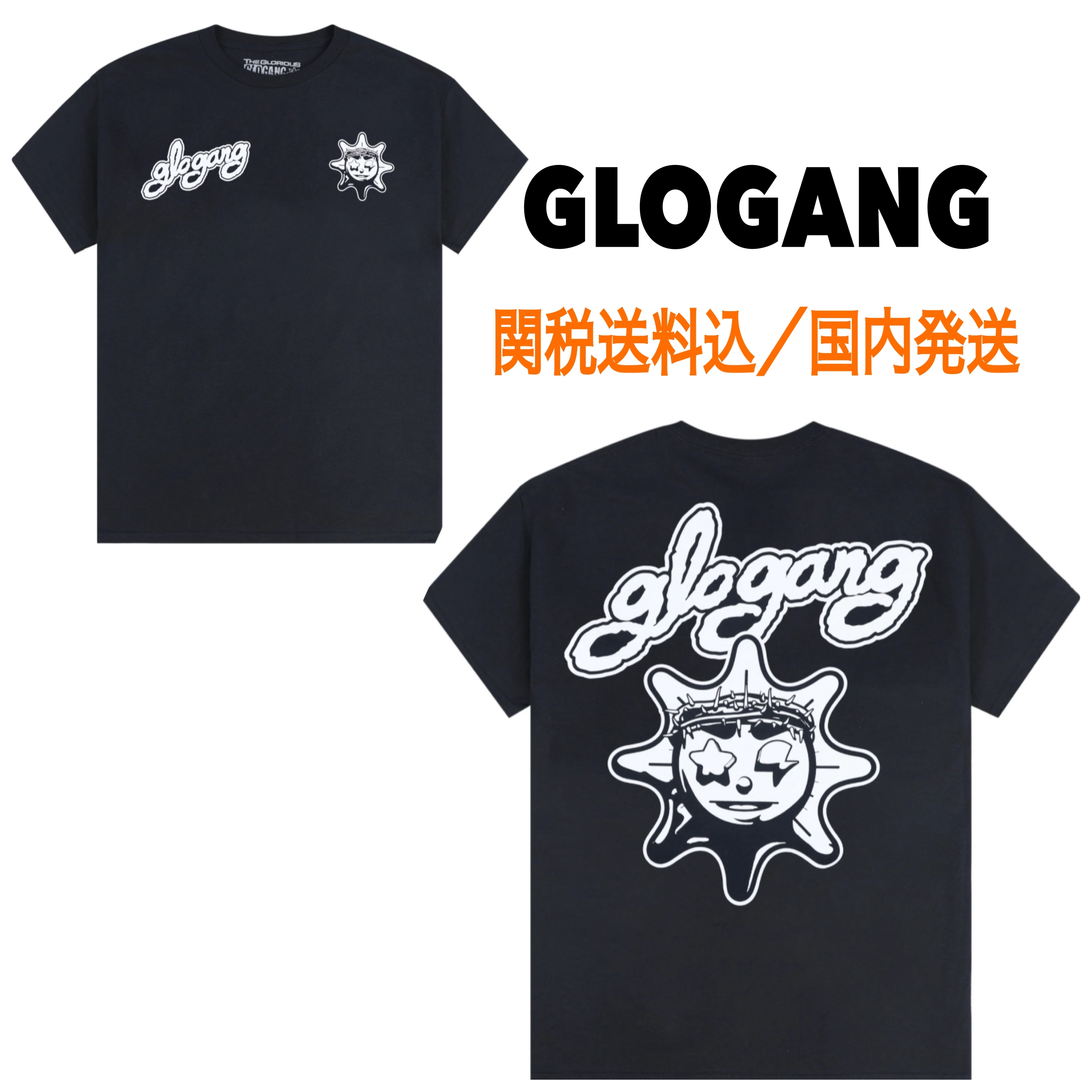 関税送料込 GLOGANG Font ロゴ 半袖 Ｔシャツ ブラック