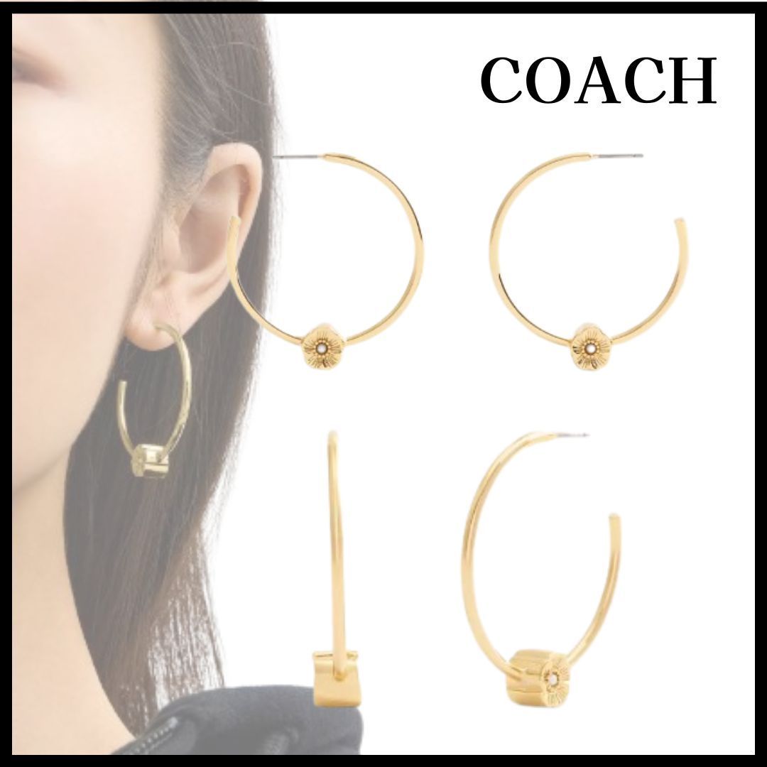 プレゼントに◆【COACH】ティー ローズ フープ ピアス