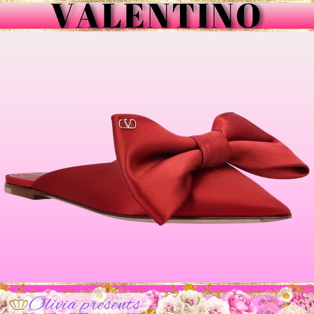 VALENTINO＞＞リボン装飾 ポインテッドトゥサンダル