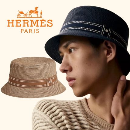 O ベージュ系 HERMES(エルメス) ストローハット(メンズ) - 海外