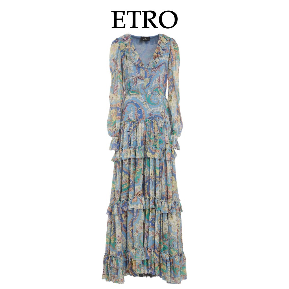 【ETRO】パフスリーブ フローラル マキシドレス