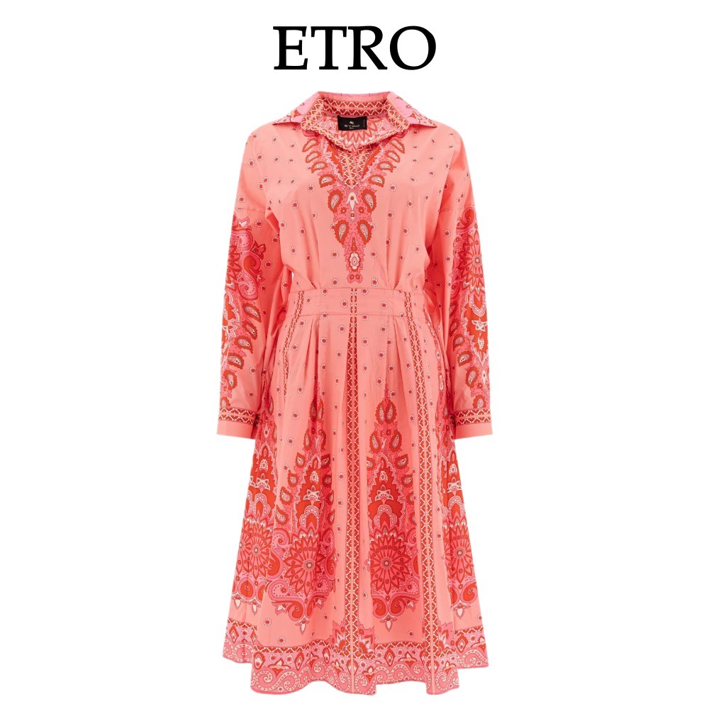 【ETRO】ペイズリープリント プリーツシャツドレス