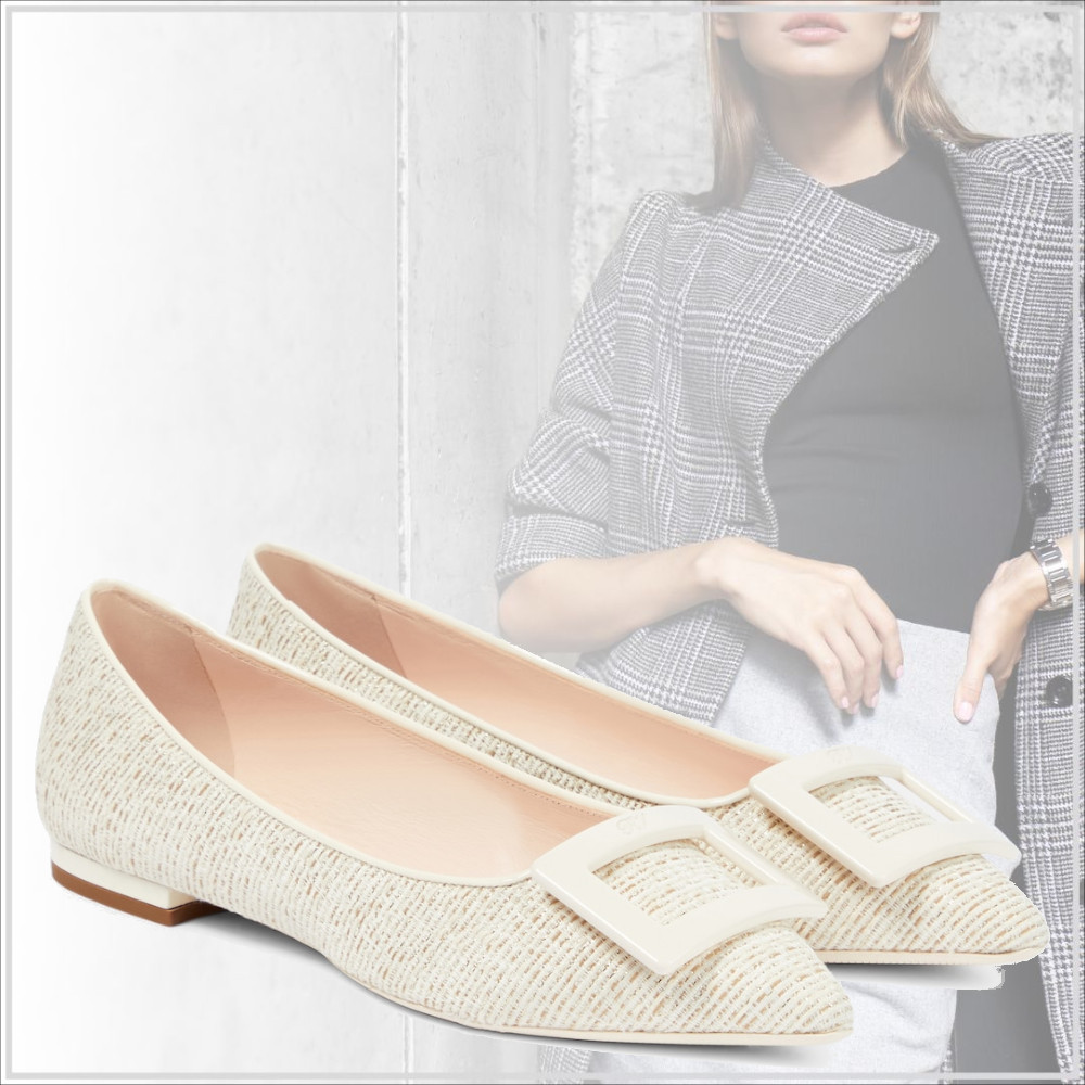 パリ発【Roger Vivier】ゴムティーヌ バレエフラットシューズ