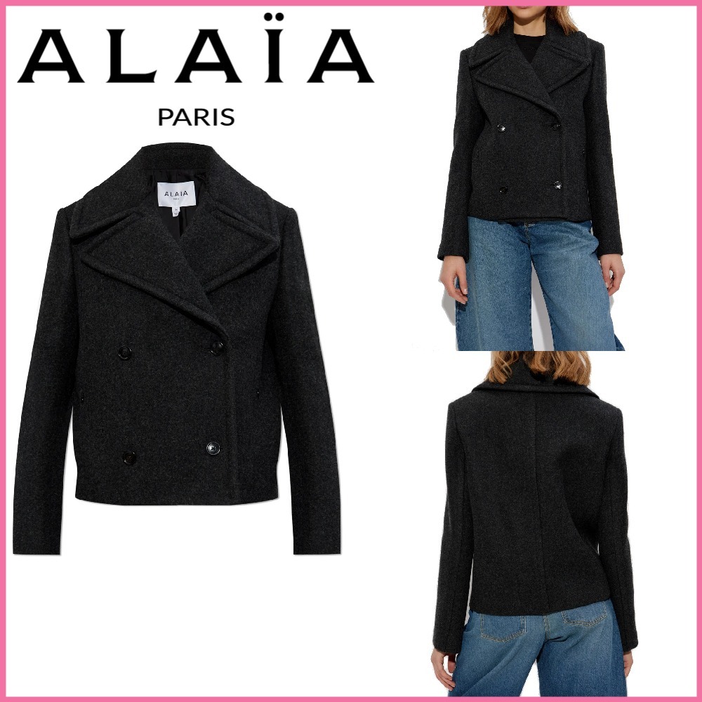SALE【Alaia】ダブルブレスト ストレートフィット ピーコート