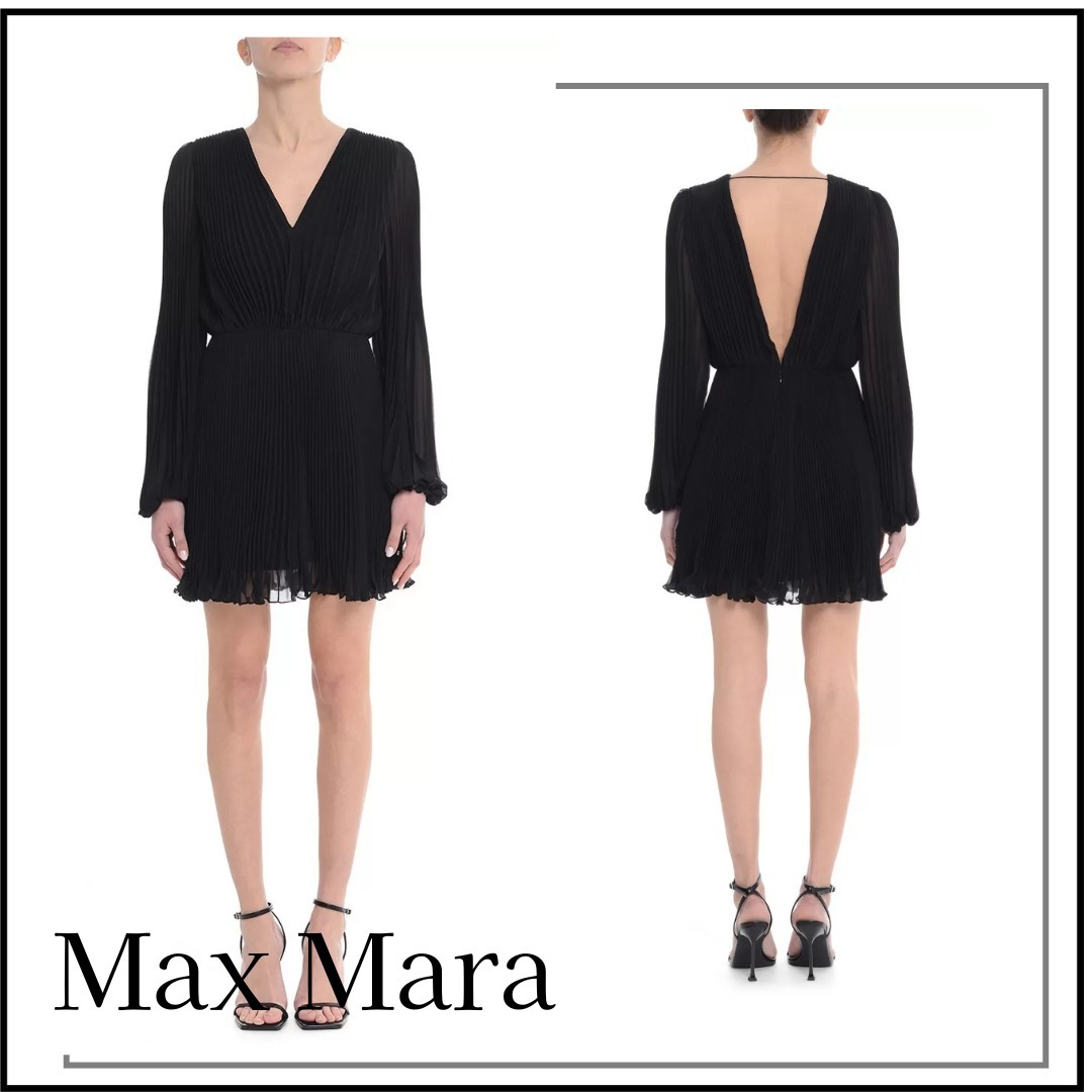 【関税送料込み】Max Mara プリーツシフォンドレス