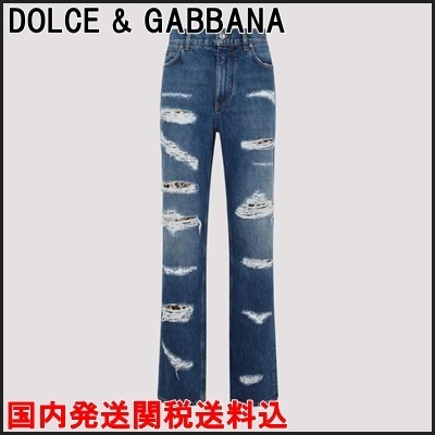 国内発 DOLCE & GABBANA ロゴダメージコットンデニムジーンズ