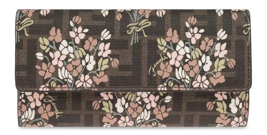Fendi フェンディフローラルプリントコンチネンタル ウォレット
