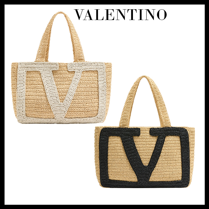 VALENTINO直営店  スーパースター ラフィア ショッピングバッグ