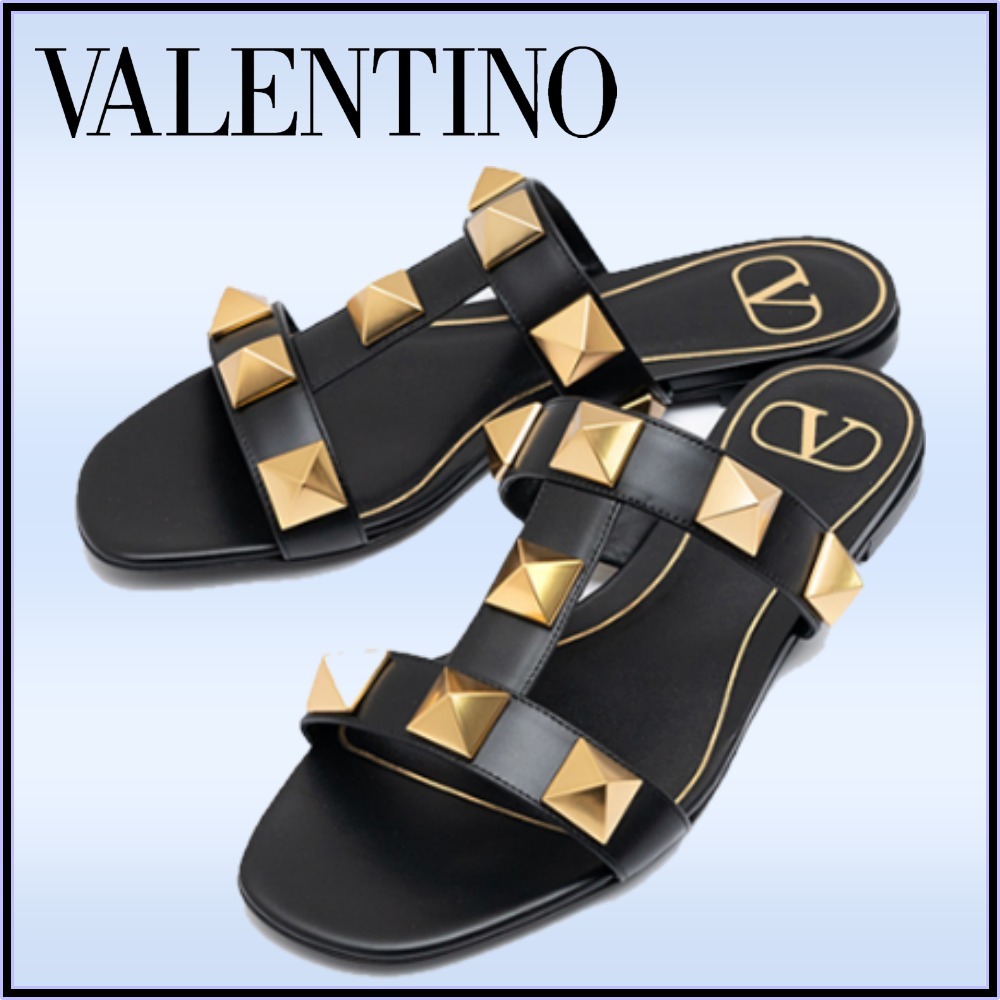 VALENTINO ローマンスタッズ サンダル 黒 XW2S0BU9
