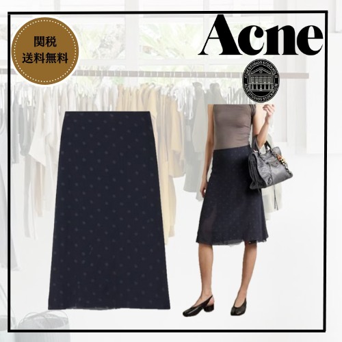 Acne Studios メッシュ レイヤード スカート ネイビー
