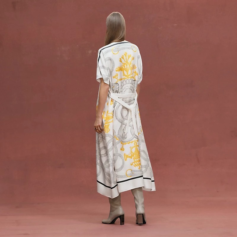 《快適な着心地》HERMES 「Palefroi Remix」プリントのカフタン