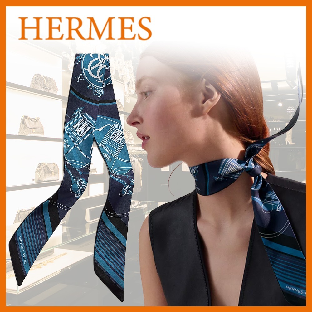 【多彩なスタイリング☆】HERMES ツイリー Ex-Libris スカーフ
