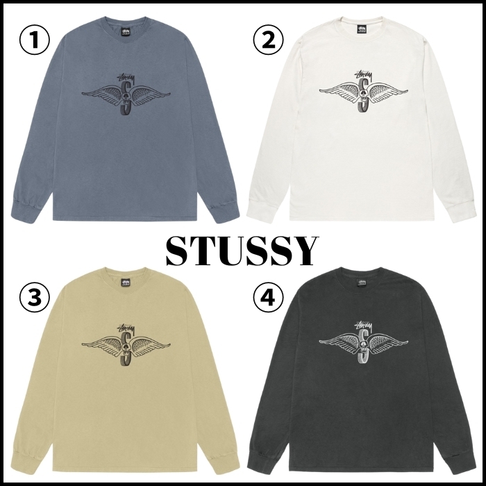 【STUSSY】★ロンT★ SKULL WINGS LS TEE PIGMENT DYED