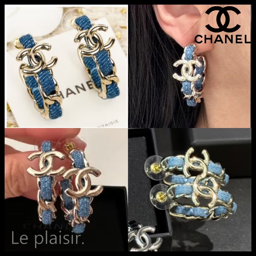 【デニムがかわいい♡】CHANEL フープピアス