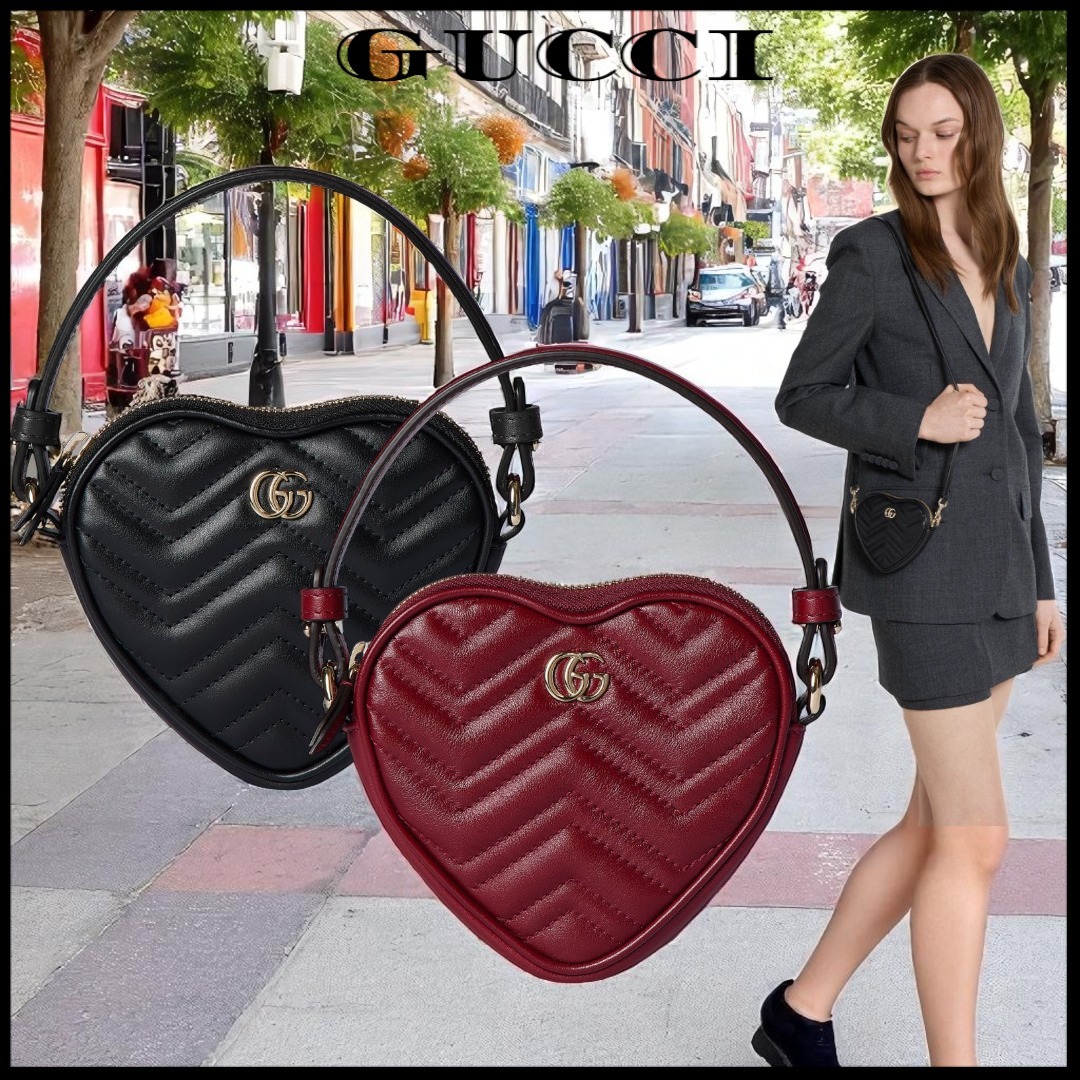 GUCCI〔GGマーモント〕ミニバッグ ハート型 ショルダーバッグ
