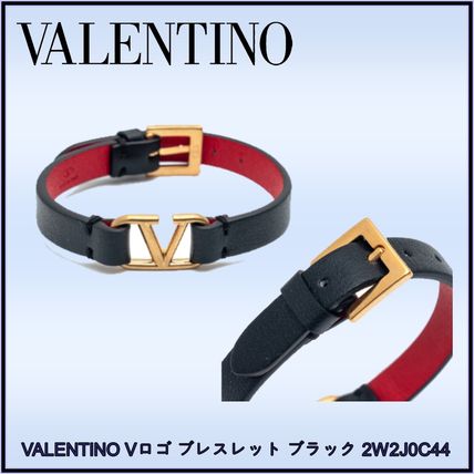(SALE)【ヴァレンティノ】クリスタル付きブラック Vlogo ブレス Valentino Garavani V LOGO ブレスレット - Nero & Crystal