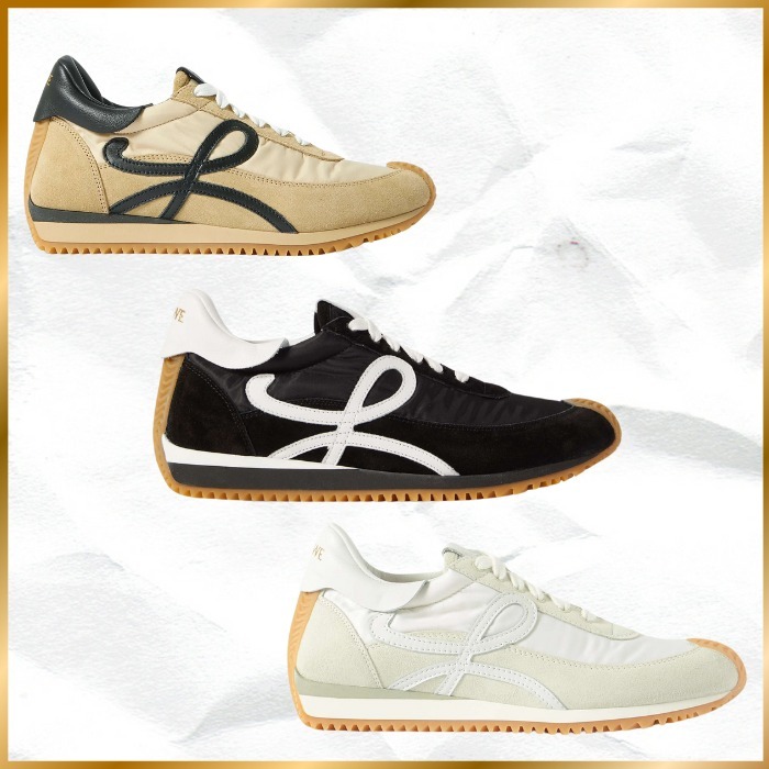 ◆LOEWE◆フローロゴアップリケシェルレザースエードスニーカー