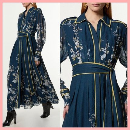KAREN MILLEN シャツ ワンピース ドレス 花柄 ベルト アイボリー Karen Millen(カレンミレン) ワンピース(レディース) - 海外通販