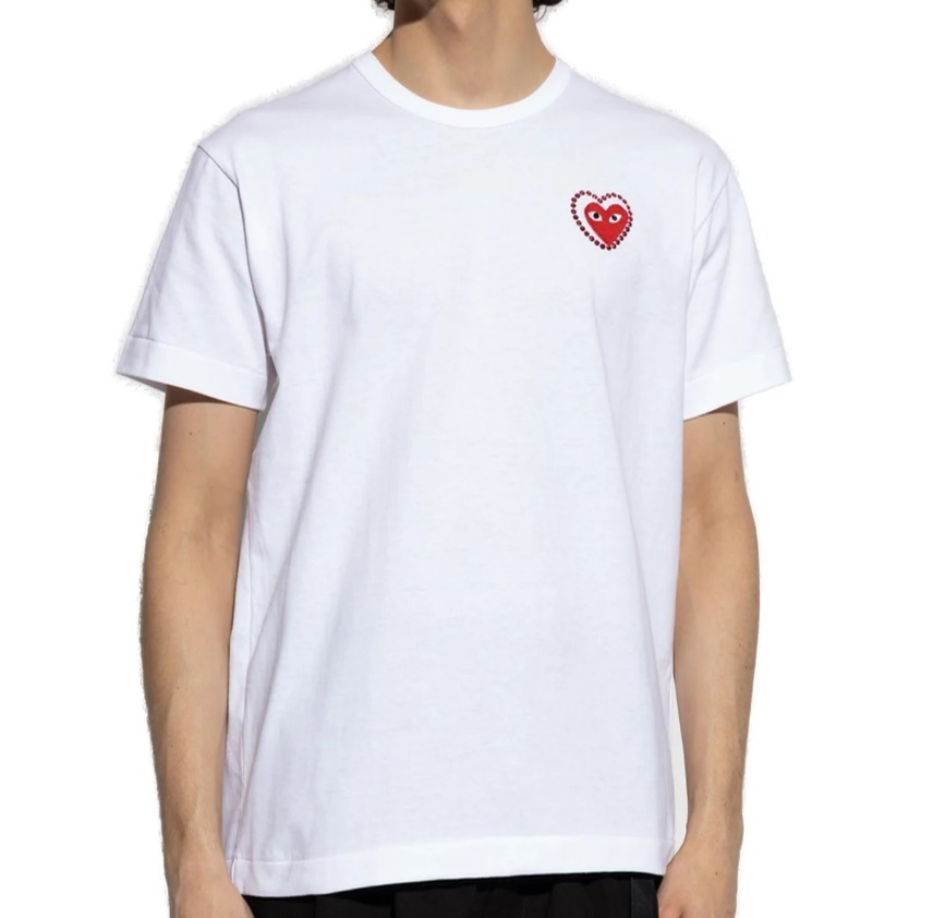 コムデギャルソン 赤ハート ラインストーン Tシャツ 韓国風 人気