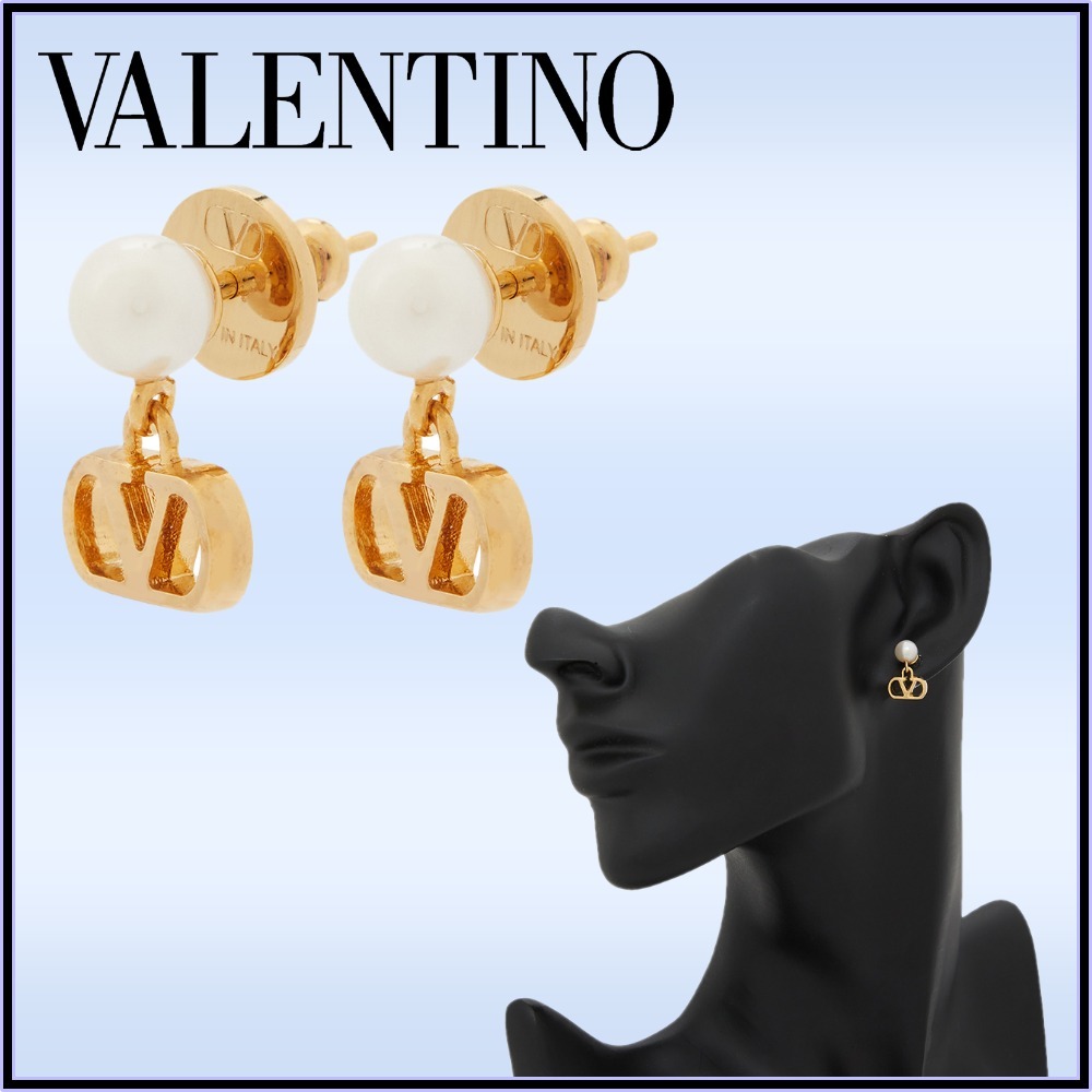 VALENTINO Vロゴ パールピアス クリーム 6W2J0X81DHC