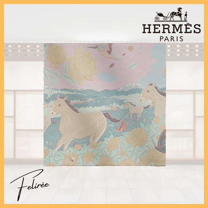 ≪首もとを華やかに≫HERMES Carre 70 イヴレス スカーフ