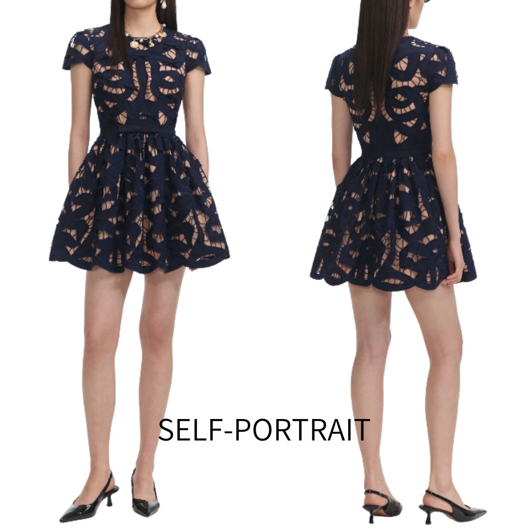 関税・送料込【Self-Portrait】リボン刺繍ミニドレス