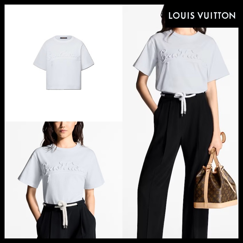 【上品でシック】LV リボンシグネチャー クロップ丈トップス
